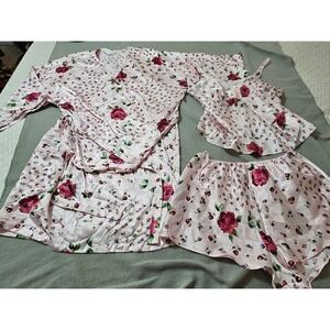 Secret Treasures three-piece women's pajama set featuring a floral print
